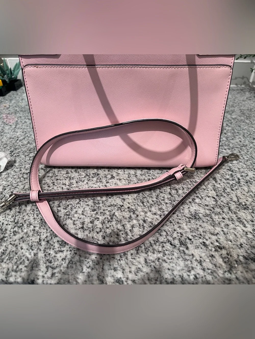 Kate Spade New York structured satchel in a blush pink saffiano leather